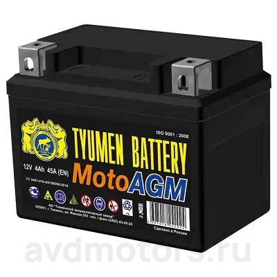 6МТС4AGM — Аккумулятор мото Тюменский 6мтс-4 AGM TN4-AGM болт обратный TYUMEN